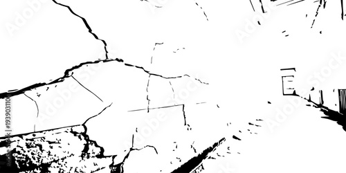 Cracked wall texture grunge background. Earthquake effect. Vector illustration-Old cracked texture set isolated. Dry land crack texture for overlay.	