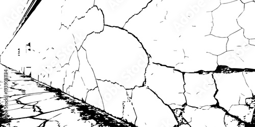 Cracked wall texture grunge background. Earthquake effect. Vector illustration-Old cracked texture set isolated. Dry land crack texture for overlay.	