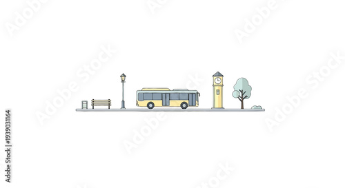 Illustration of a Bus on Road.