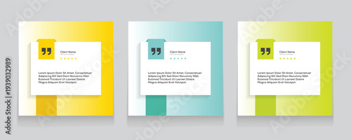 Quote frames blank templates set. Set of speech bubble quotes template. Textbox isolated on a color background. Testimonials text in brackets, citation empty quote bubbles.	