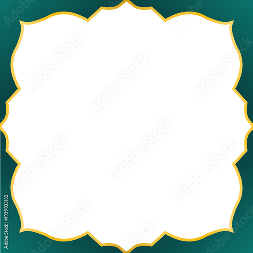 Elegant islamic border frame with gold outline and dark green background