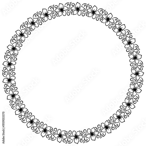 Elegant Floral Circular Border Ornament – Decorative Vintage Flower Frame Vector Illustration