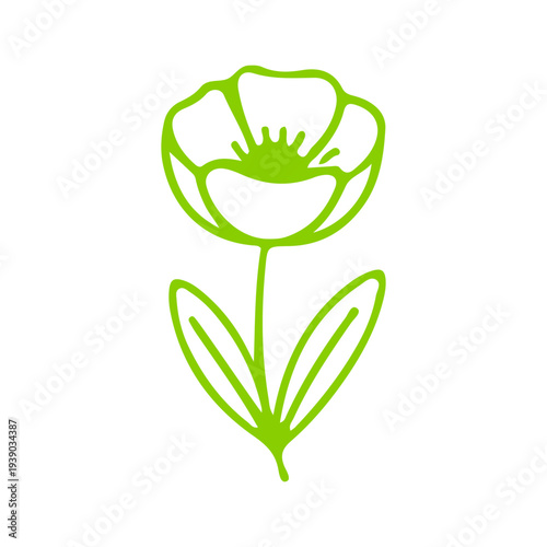 Simple Green Flower Outline Icon