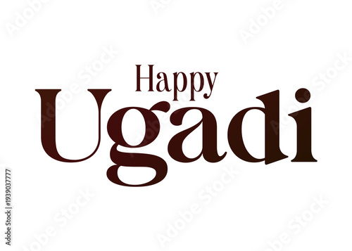 Happy Ugadi Minimal Text PNG Transparent Background