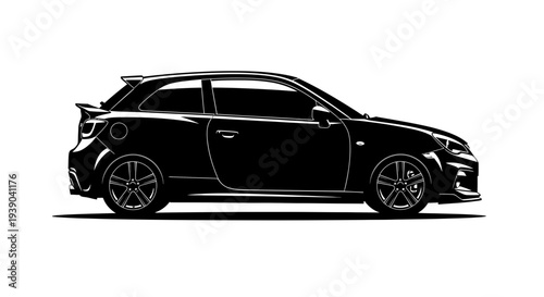 Black car silhouette illustration modern vehicle design isolated on white