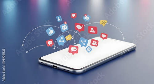 Wallpaper Mural A smartphone with social media icons floating above the screen Torontodigital.ca