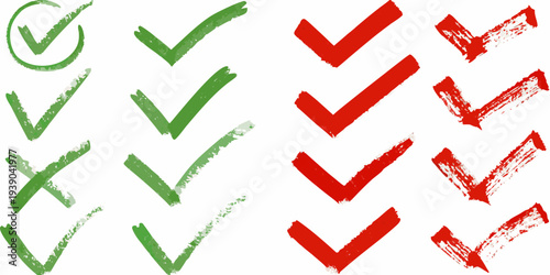 Collection of colorful check marks and arrows indicating approval