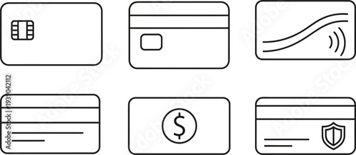 Various types of credit card icons for payment and financial transactions