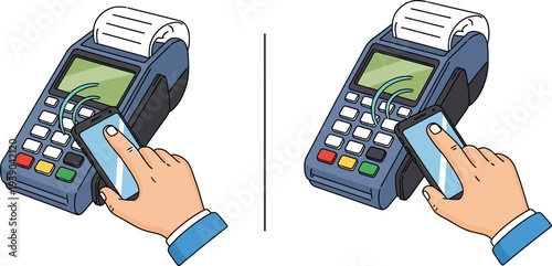 contactless payment with credit card terminal and smartphone  mobile nfc technology
