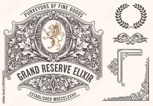 Vintage typographic decorative ornament design elements set vector illustration