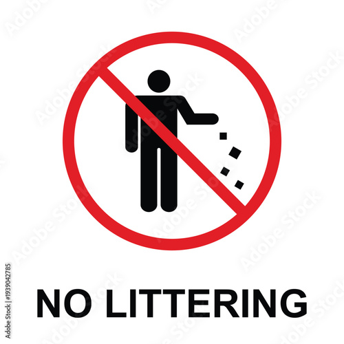 no littering prohibition sign with text