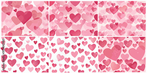 A collage of repeating pink heart patterns on a light background