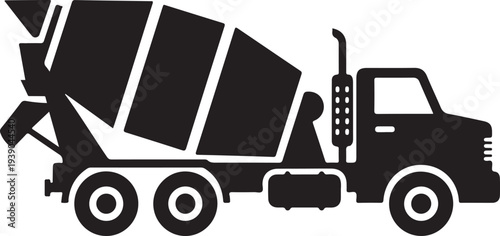 cement truck mixer vector icon