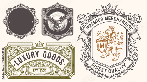 Vintage typographic decorative ornament design elements set vector illustration