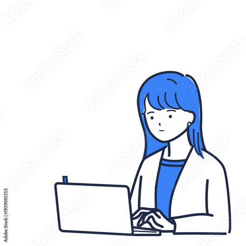 会議前にパソコンで準備する女性（通常運転）