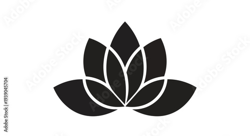 Black lotus flower illustration on white