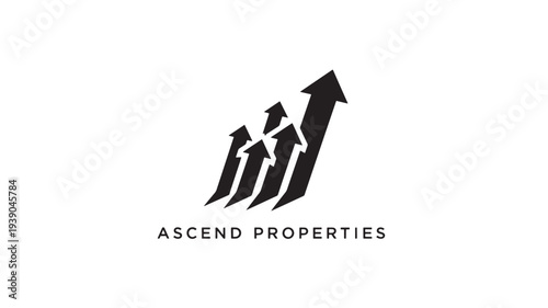 A professional black logo featuring ascending arrows and 'ASCEND PROPERTIES' text on a white background, symbolizing business growth and success.