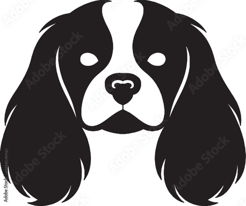 Cavalier King Charles Spaniel Head Front Black Silhouette Dog Logo Icon