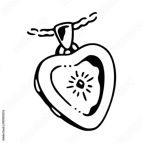 vintage style heart locket sketch for romantic graphic design