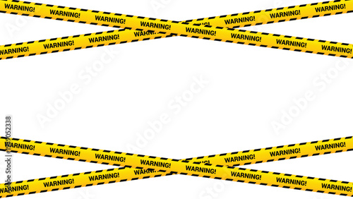 Crossed warning tape forming a dynamic frame a vector illustration