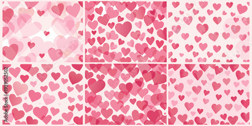 A seamless pattern of overlapping pink hearts on a light background
