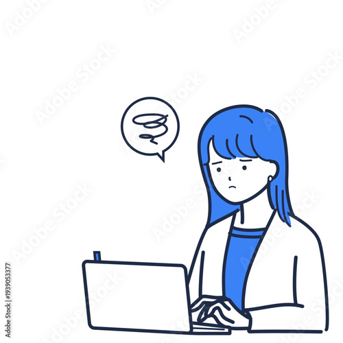 会議前にパソコンで準備する女性（こじらせ）