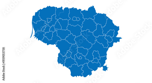 Map of lithuania with regional borders and geographic details