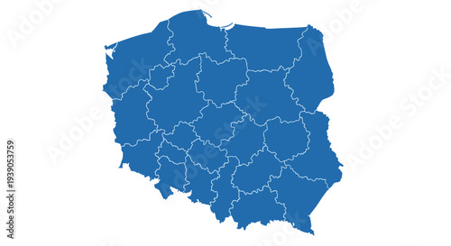 Map of poland with regional boundaries and geographic details