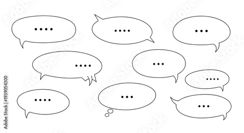 Collection of speech bubbles with ellipses representing dialogue