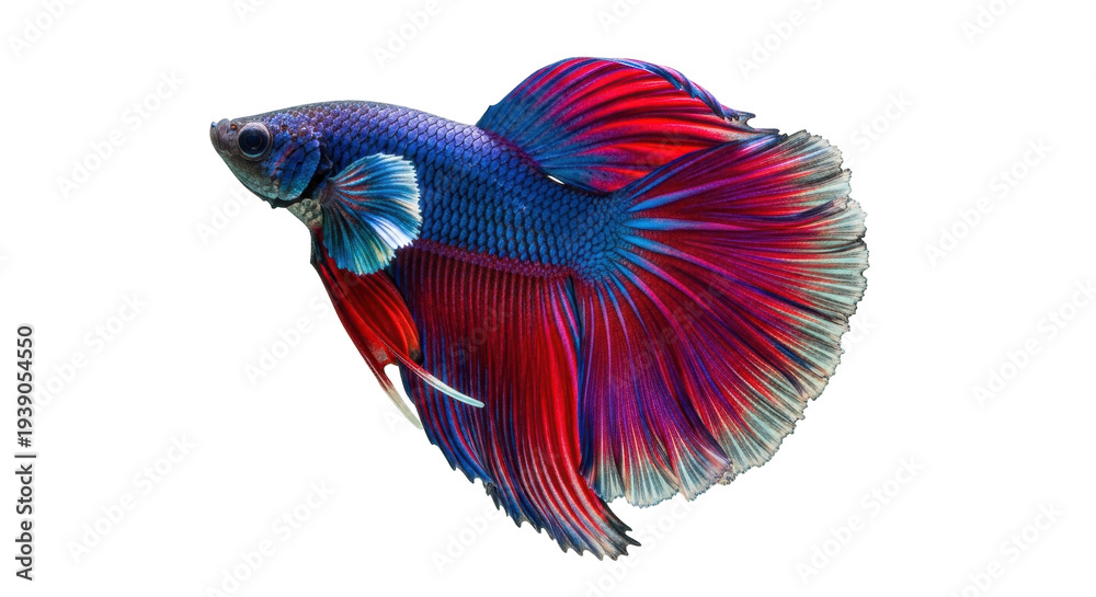 Fototapeta premium Isolated Betta fish, beautiful colorful freshwater aquarium fish, close-up of Siamese fighting fish