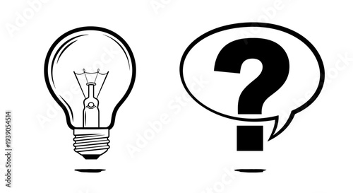 Light bulb and question mark symbolizing ideas and curiosity