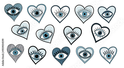 Collection of various eye illustrations with different shapes and styles