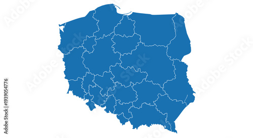 Map of poland with regional boundaries and geographic details