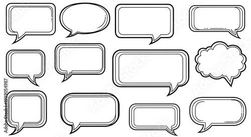 Collection of various speech bubbles and chat icons for communication