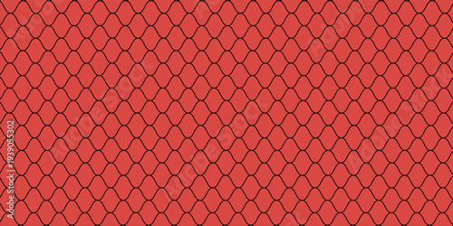 Snake skin background. Seamless pattern of squama, reptile scale. Chinese minimalistic grid art. Serpent surface texture in red and gold colors. Asian geometric ornament