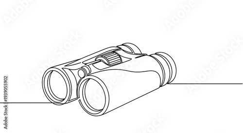 Binoculars line drawing isolated on white background for observation