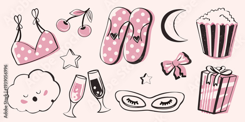 Cute illustrated collection of summer and relaxation themed items