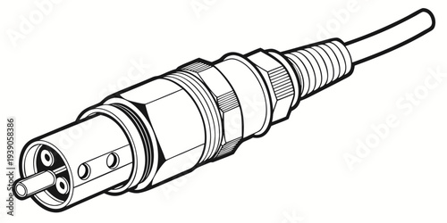 Diagram of a cylindrical temperature sensor probe with threaded connection