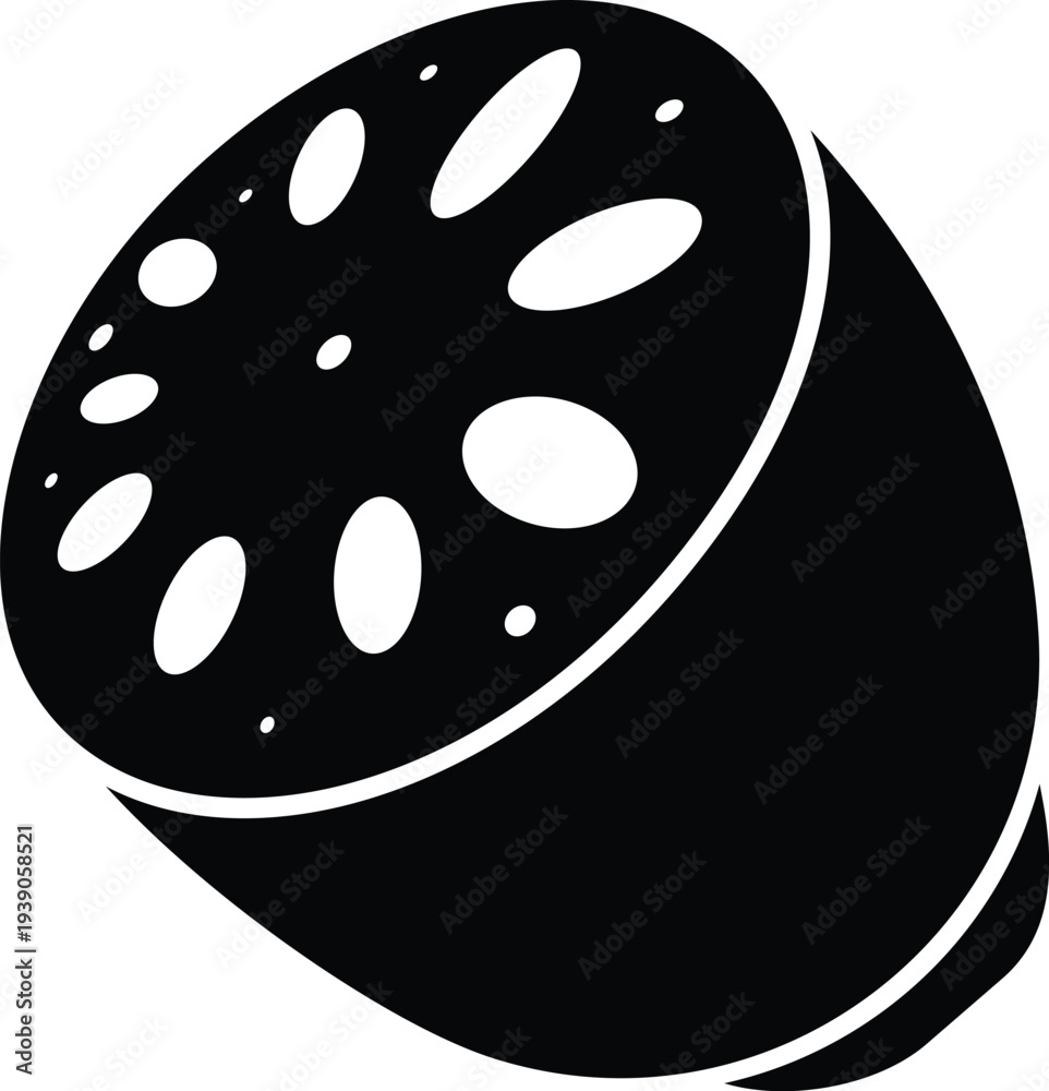 Fototapeta premium Lotus Root Silhouette Isolated on White Background