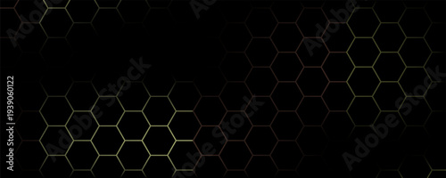 Abstract Hexagonal Grid with Subtle Gradient Pattern on Black Background