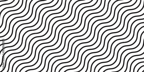 A seamless, repeating pattern of thin black wavy lines on a white background, creating a dynamic visual texture.