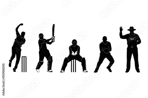 silhouettes of cricket player