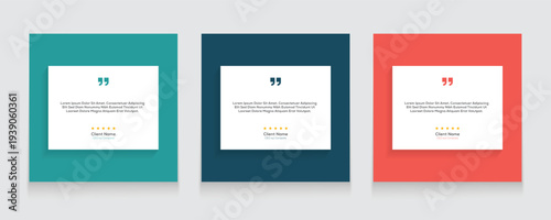 Quote frames blank templates set. Set of speech bubble quotes template. Textbox isolated on a color background. Testimonials text in brackets, citation empty quote bubbles.	