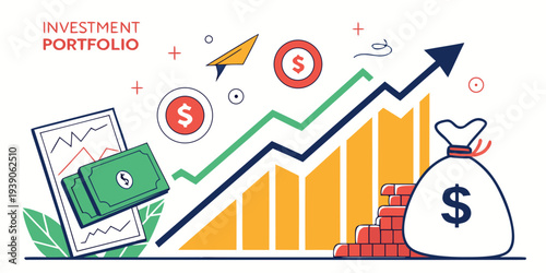Growth and success of an investment portfolio over time with financial gains