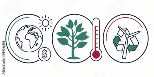 Sustainable development goals illustrated with global icons and symbols