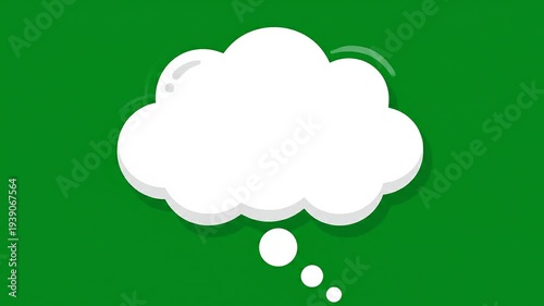 Thought bubble cloud illustration on green screen background