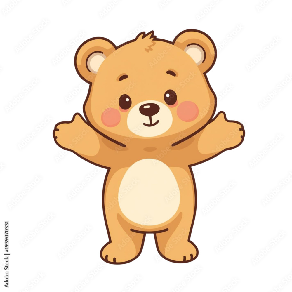 Fototapeta premium Cute Bear Mascot Hugging Cartoon Character Illustration