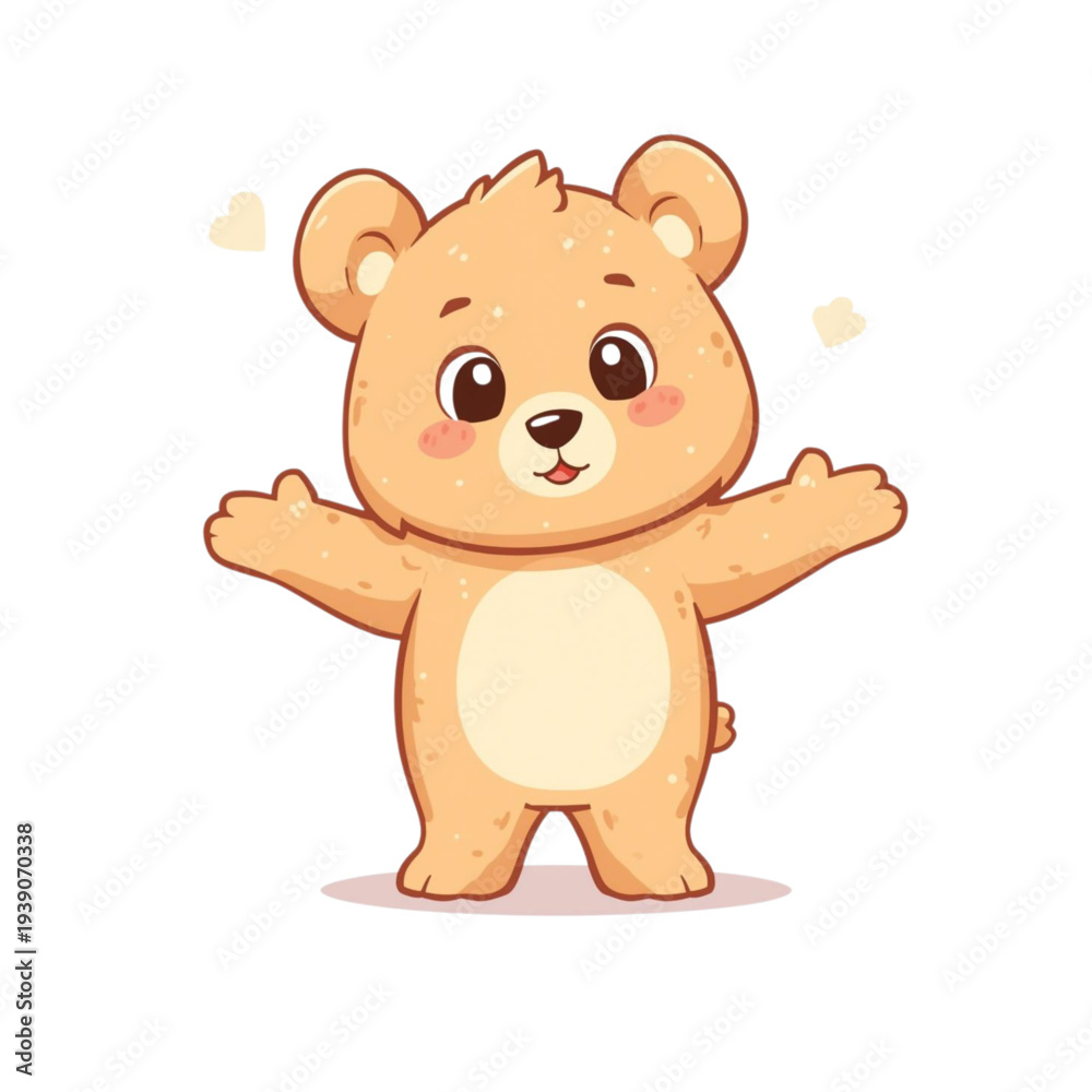 Obraz premium Cute Bear Mascot Hugging Cartoon Character Illustration