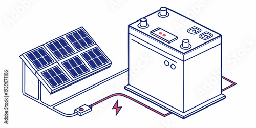 Solar panel system charging a deep cycle battery with electrical output