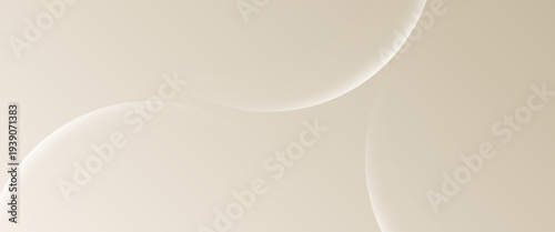Minimalist Elegant Beige Abstract Circle Background. A sophisticated vector illustration featuring clean overlapping circular arcs with subtle highlights and soft shadows. Perfect for luxury branding.